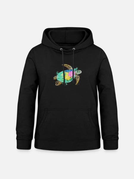 Happy Regenbogen Schildkröte - Frauen Hoodie - Schwarz