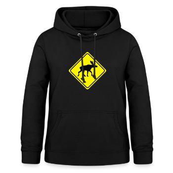 Warnung - Elch - 2 Farb Vektor - Frauen Hoodie - Schwarz - Vorne - AI Model Female 172 light (172cm)