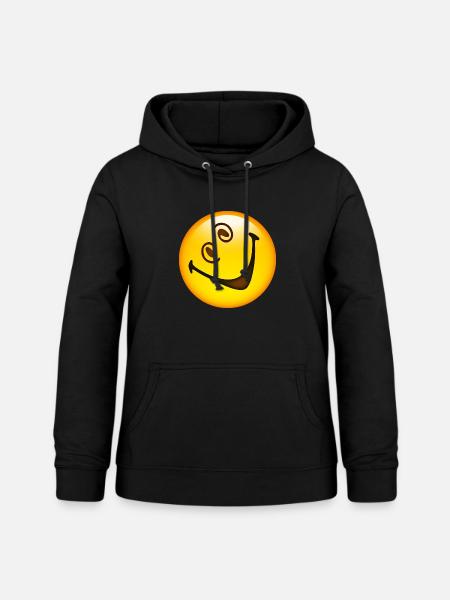 Smiley Glossy Crazy Happy - Frauen Hoodie - Schwarz