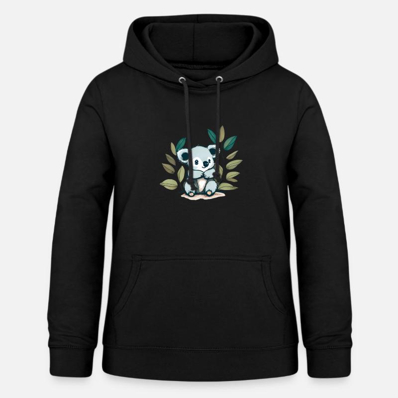 Koalabär mit Eukalyptusblättern - Frauen Hoodie - Schwarz