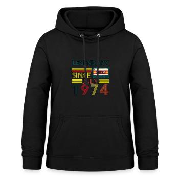 Jahrgang 1974 - Frauen Hoodie - Schwarz - Vorne - AI Model Female 172 light (172cm)