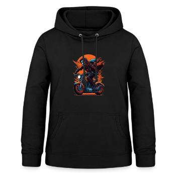 Skelett auf Motorrad Biker - Frauen Hoodie - Schwarz - Vorne - AI Model Female 172 light (172cm)