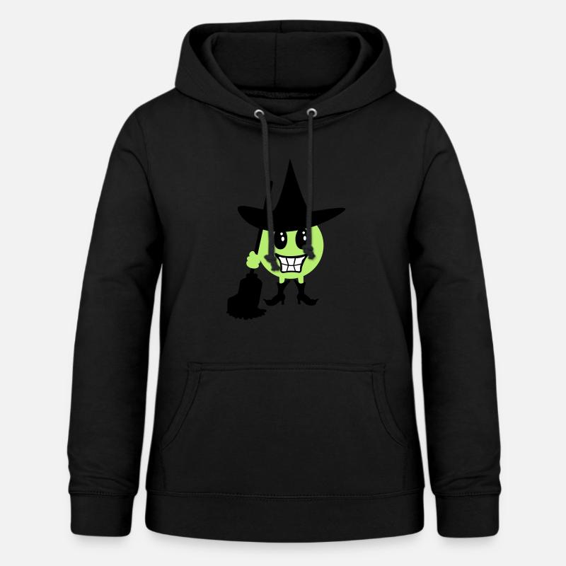Émoticône sorcière / Witch Halloween Emoji (b, 3c) - Sweat à capuche Femme - noir