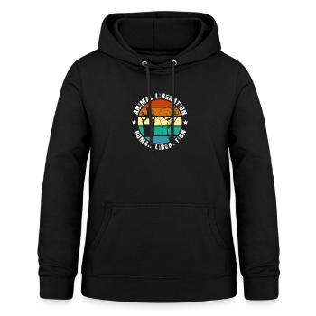 Animal Liberation Retro Vintage Tierschutz - Frauen Hoodie - Schwarz - Vorne - AI Model Female 172 light (172cm)