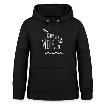 Küsten-Sehnsucht - KOPF AUS MEER AN - mit Wellen - Frauen Hoodie - Schwarz - Vorne - AI Model Female 172 light (172cm)