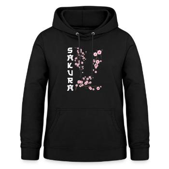 Sakura en fleurs de cerisier japonais - Sweat à capuche Femme - noir - Devant - AI Model Female 172 light (172cm)