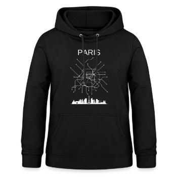 Paris city - Sweat à capuche Femme - noir - Devant - AI Model Female 172 light (172cm)