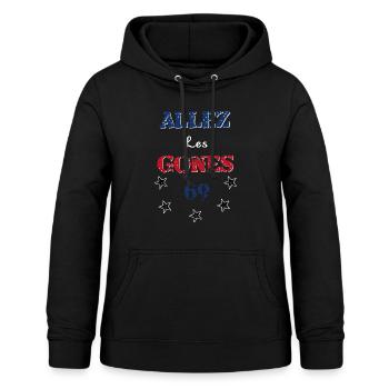 Allez les gones - Sweat à capuche Femme - noir - Devant - AI Model Female 172 light (172cm)