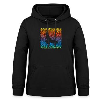 Abstract rainbow predator bird and its prey - Frauen Hoodie - Schwarz - Vorne - AI Model Female 172 light (172cm)