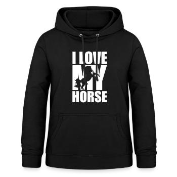 J'aime mon cheval - Sweat à capuche Femme - noir - Devant - AI Model Female 172 light (172cm)