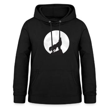 Loup hurlant à la pleine lune - Sweat à capuche Femme - noir - Devant - AI Model Female 172 light (172cm)