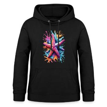Seesterne im Meer, Aquarelle, See, Wasser - Frauen Hoodie - Schwarz - Vorne - AI Model Female 172 light (172cm)