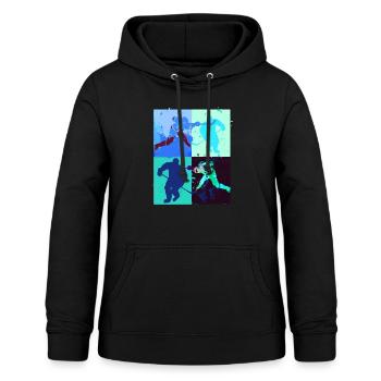 Eishockey, Hockey, Graffi, bunt, stencil - Frauen Hoodie - Schwarz - Vorne - AI Model Female 172 light (172cm)
