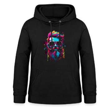 Skull in rockability style in neon colors - Women's Hoodie - black - Front - AI Model Female 172 light (172cm)