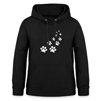 Pfotenabdrücke - Frauen Hoodie - Schwarz - Vorne - AI Model Female 172 light (172cm)
