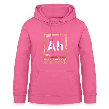 Ah - L'Élément de la Surprise - Humour Chimie - Sweat à capuche Femme - rose - Devant - AI Model Female 172 light (172cm)