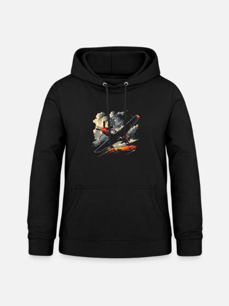 Propeller Flugzeug Grafik - Frauen Hoodie - Schwarz
