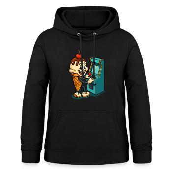 Retro Fun Eiscreme Gamer - Frauen Hoodie - Schwarz - Vorne - AI Model Female 172 light (172cm)