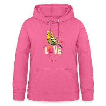 L’amour des perruches : un cœur pour les perruches - Sweat à capuche Femme - rose - Devant - AI Model Female 172 light (172cm)