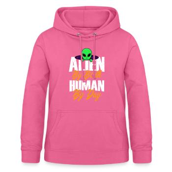 Alien by Birth, Human by Day, Humor, Fun, Spaß, - Women's Hoodie - pink - Front - AI Model Female 172 light (172cm)