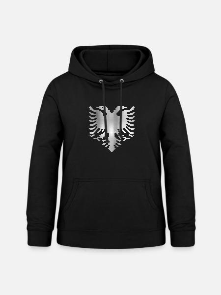 Albanisches Doppelkopf-Adler-Dotwork-Emblem - Frauen Hoodie - Schwarz