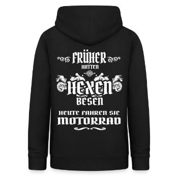 Früher hatten Hexen Besen, heute Motorrad - Frauen Hoodie - Schwarz - Hinten - AI Model Female 172 light (172cm)