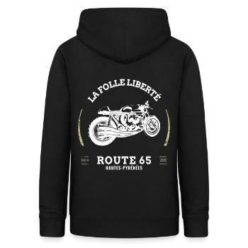 Vintage Route 65 - Women's Hoodie - black - Back - AI Model Female 172 light (172cm)