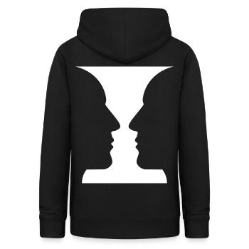 Köpfe oder Vase Optische Täuschung - Frauen Hoodie - Schwarz - Hinten - AI Model Female 172 light (172cm)