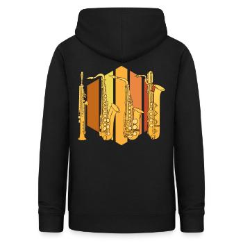 Retro -Saxophon -ästhetische Jazzmusiker - Frauen Hoodie - Schwarz - Hinten - AI Model Female 172 light (172cm)