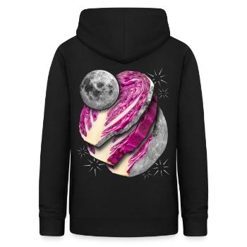 Surrealismus, Vollmond in Scheiben, Rotkohl - Frauen Hoodie - Schwarz - Hinten - AI Model Female 172 light (172cm)