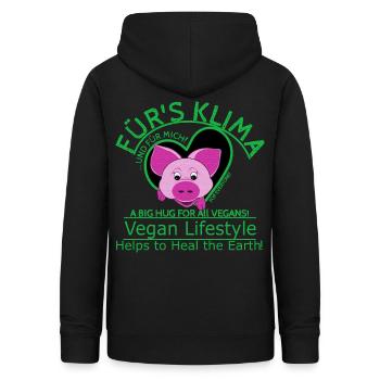 Vegan weibl.Schwein Klima Planet Retten SabineVega - Frauen Hoodie - Schwarz - Hinten - AI Model Female 172 light (172cm)
