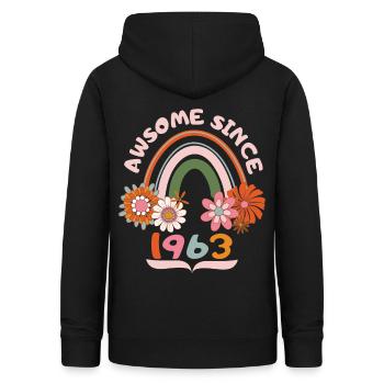Anniversaire de style rétro, né en 1963 dicton vintage - Sweat à capuche Femme - noir - Dos - AI Model Female 172 light (172cm)