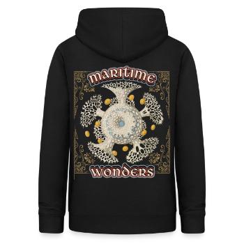 Illustration maritime vintage, créatures marines - Sweat à capuche Femme - noir - Dos - AI Model Female 172 light (172cm)