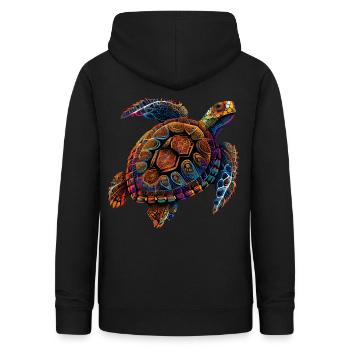 Geometric Turtle Colorful Abstract Rainbow - Women's Hoodie - black - Back - AI Model Female 172 light (172cm)