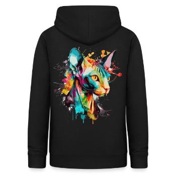Watercolor Sphynx Cat Colorful Hairless Cat Lover - Frauen Hoodie - Schwarz - Hinten - AI Model Female 172 light (172cm)