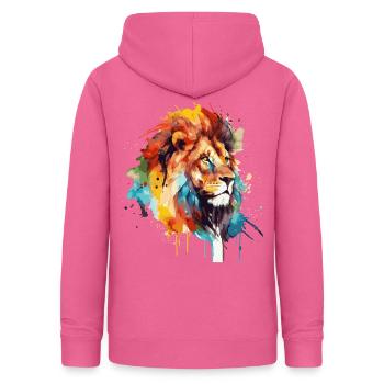 Watercolor Lion Colorful Safari African Wildlife A - Women's Hoodie - pink - Back - AI Model Female 172 light (172cm)