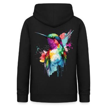 Watercolor Hummingbird Colorful Bird Watcher - Frauen Hoodie - Schwarz - Hinten - AI Model Female 172 light (172cm)