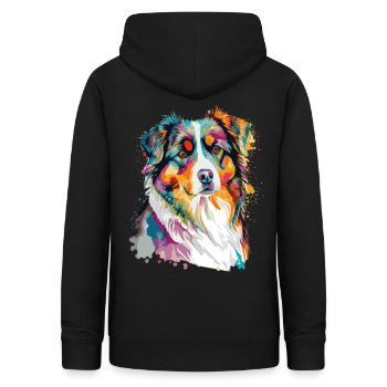 Aquarelle Berger Australien Mignon Coloré Pet D - Sweat à capuche Femme - noir - Dos - AI Model Female 172 light (172cm)