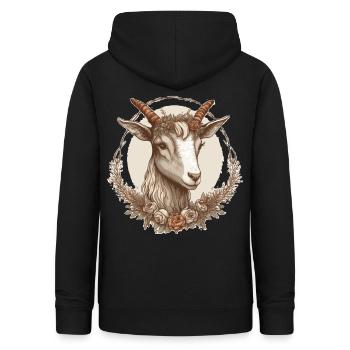 Couronne de fleur Chèvre Floral Ferme Animal de compagnie - Sweat à capuche Femme - noir - Dos - AI Model Female 172 light (172cm)