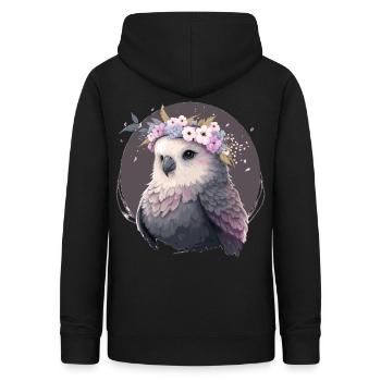 Mignon Gris Perruche Perruche Oiseau Fleur Couronne Pet Bi - Sweat à capuche Femme - noir - Dos - AI Model Female 172 light (172cm)
