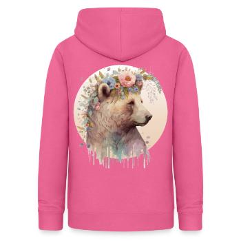 Ours brun Aquarelle Grizzly Bear Fleur Couronne Wi - Sweat à capuche Femme - rose - Dos - AI Model Female 172 light (172cm)