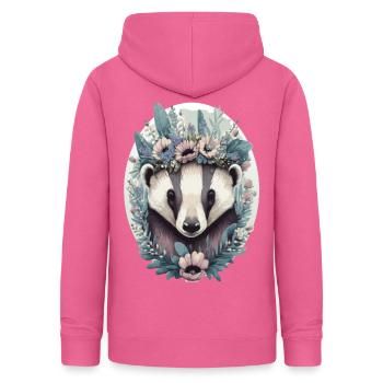Floral Miel Blaireau Couronne Fleur Aquarelle Boho A - Sweat à capuche Femme - rose - Dos - AI Model Female 172 light (172cm)