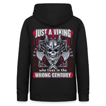 Guerrier viking, dicton drôle, style dessin animé - Sweat à capuche Femme - noir - Dos - AI Model Female 172 light (172cm)