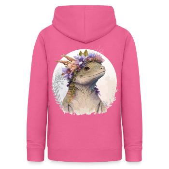 Aquarelle Lézard Fleur Couronne Floral Reptile Amour - Sweat à capuche Femme - rose - Dos - AI Model Female 172 light (172cm)