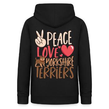 Peace Love Yorkshire Terrier Yorkshire Terrier - Frauen Hoodie - Schwarz - Hinten - AI Model Female 172 light (172cm)