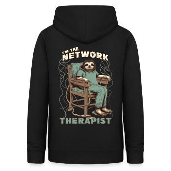 Network Therapist Network Engineer Sloth Funny Net - Frauen Hoodie - Schwarz - Hinten - AI Model Female 172 light (172cm)