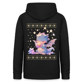 Kawaii draak in lelijke kersttrui stijl - Vrouwen hoodie - zwart - Achter - AI Model Female 172 light (172cm)