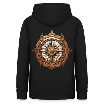Vintage Steampunk Compass Traveler Treasure - Frauen Hoodie - Schwarz - Hinten - AI Model Female 172 light (172cm)