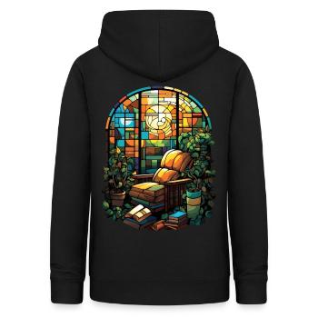 Bookish Cottagecore Stained Glass Bibliophile Book - Frauen Hoodie - Schwarz - Hinten - AI Model Female 172 light (172cm)