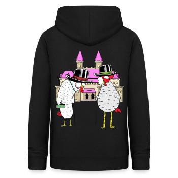 Schloss Huhn Hühner königlich Federvieh Burg - Frauen Hoodie - Schwarz - Hinten - AI Model Female 172 light (172cm)